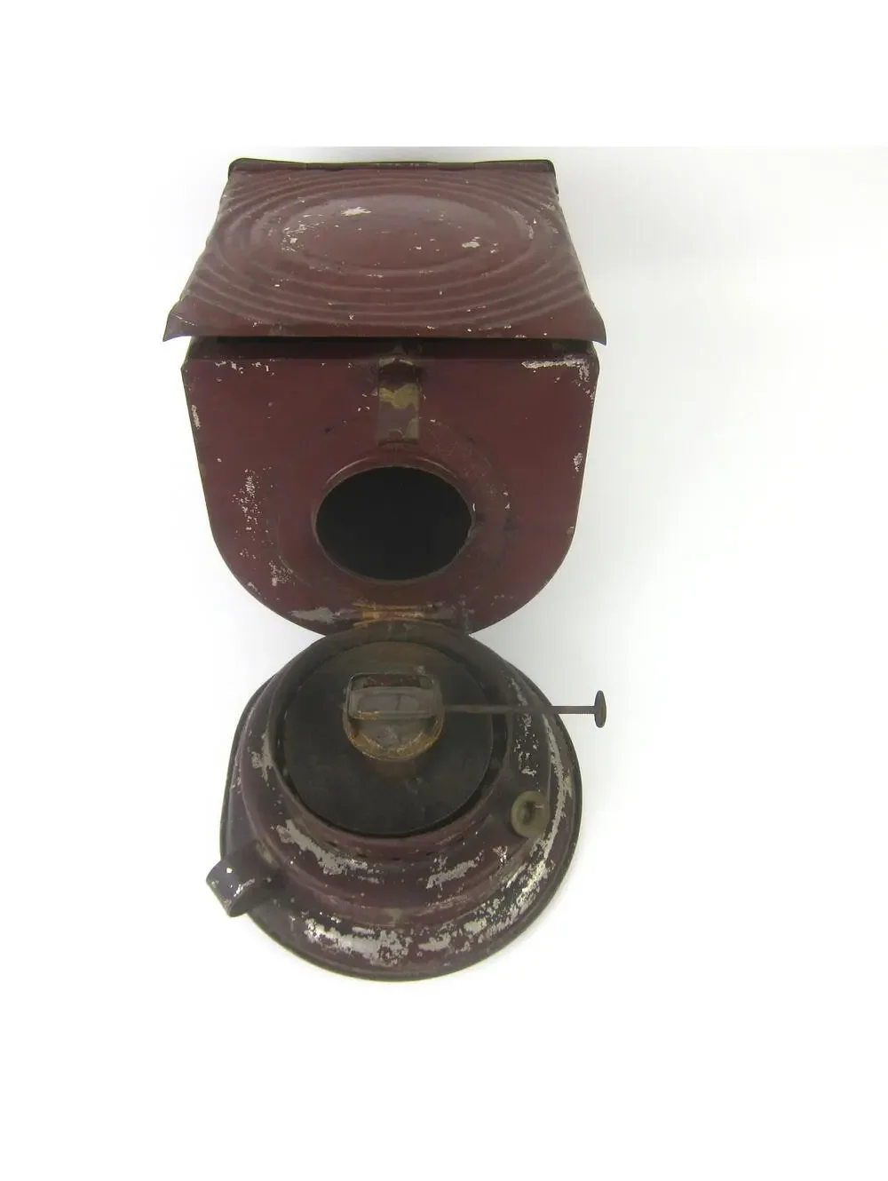 Antique Photography Darkroom Lantern Kerosene Oil Ruby Red Glass Burner Wick